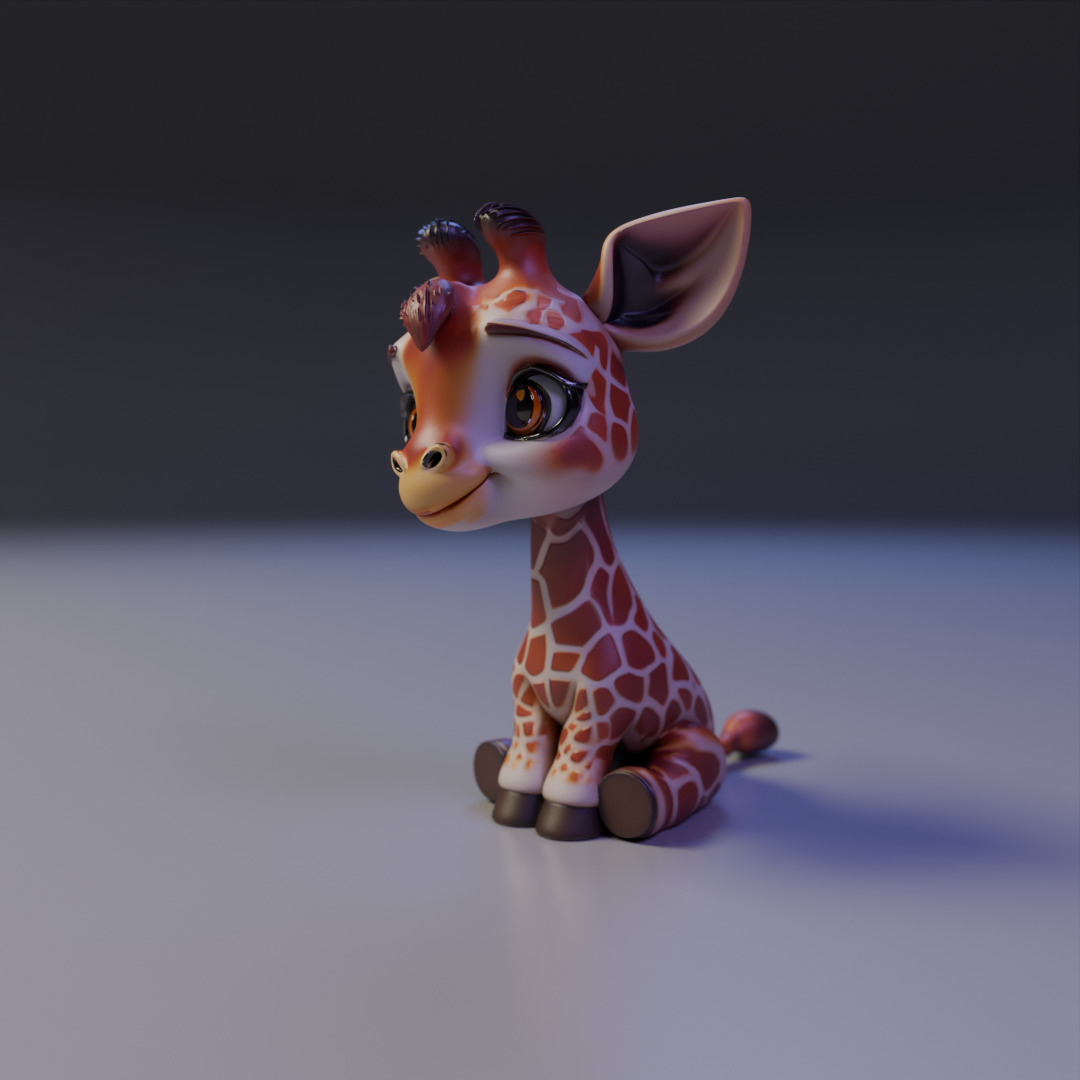 cute baby giraffe 3D print model_10