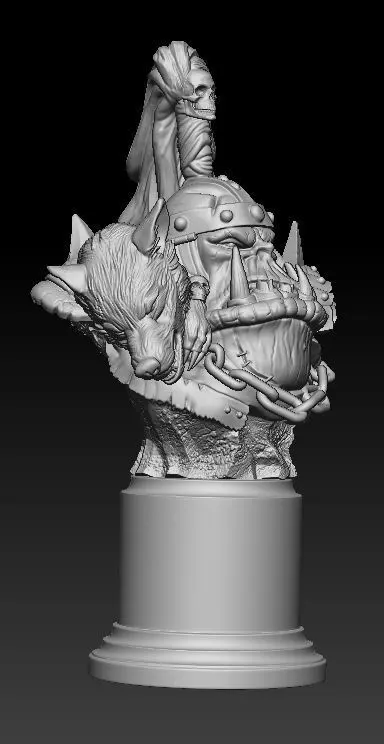 Orc Warlord Bust STL 3D Model 3D print model_2