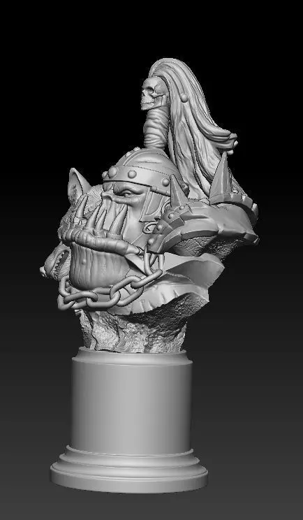 Orc Warlord Bust STL 3D Model 3D print model_0