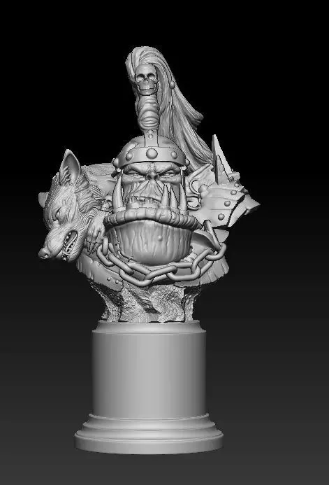 Orc Warlord Bust STL 3D Model 3D print model_1