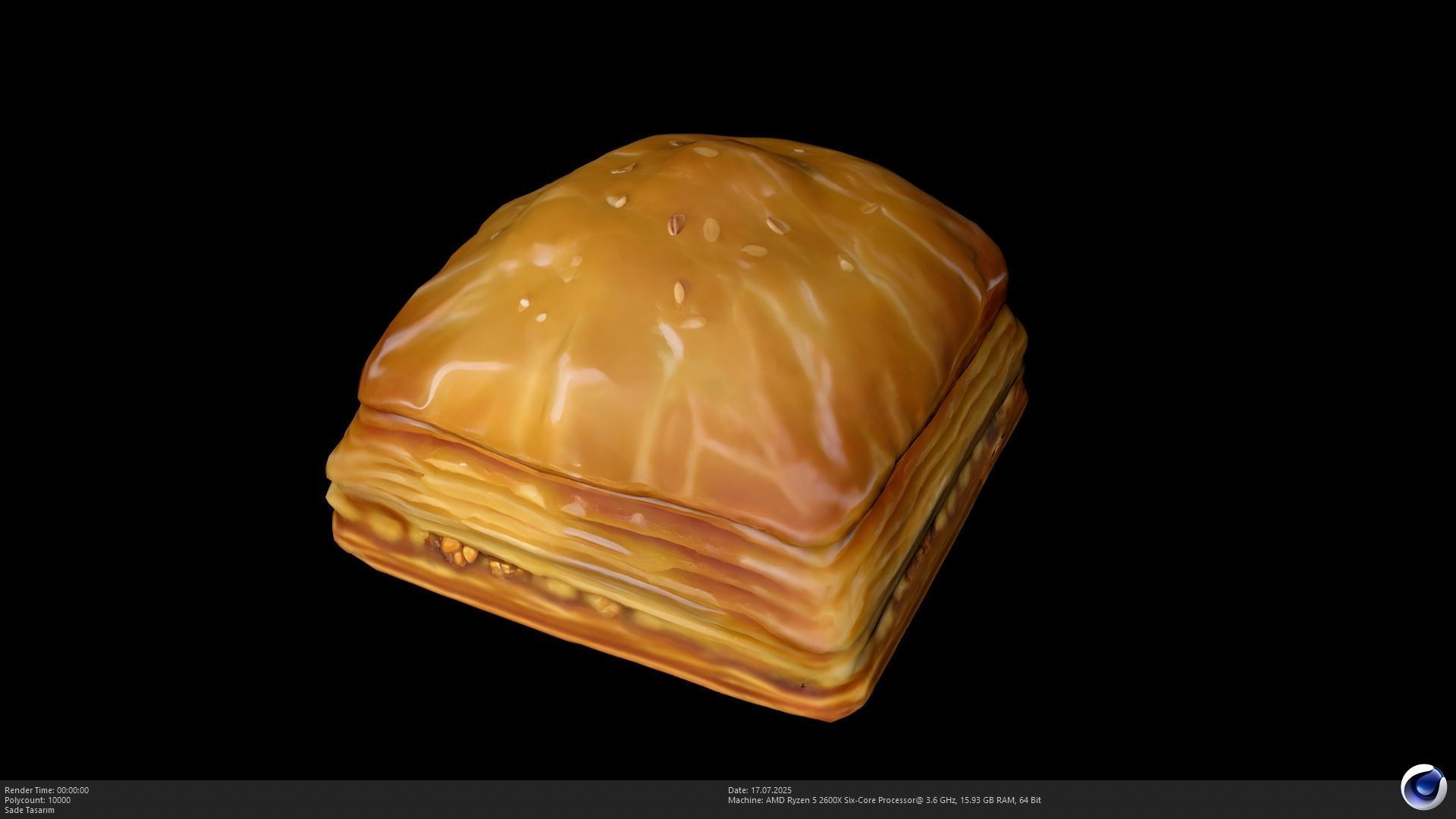2 Different Turkish Delight Baklava Model - AI Low-poly 3D model_9