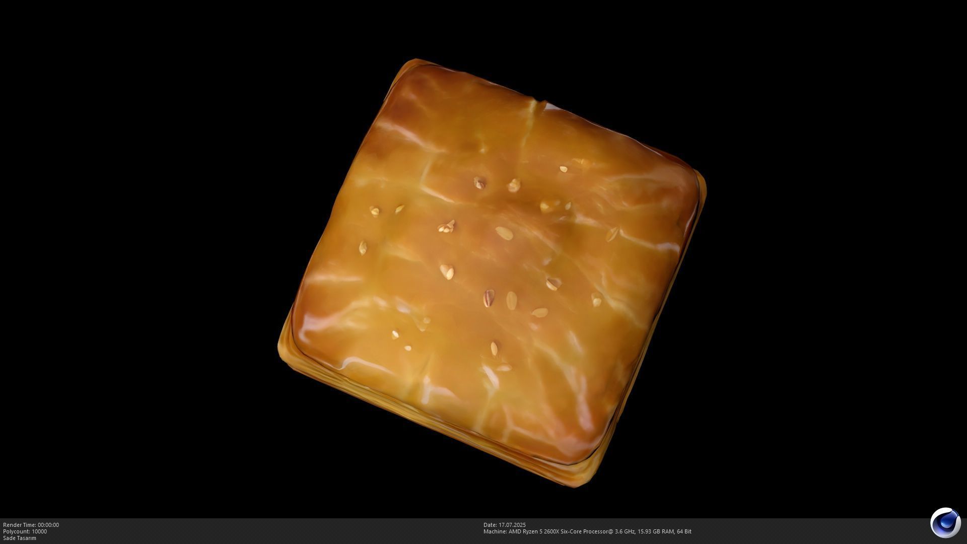 2 Different Turkish Delight Baklava Model - AI Low-poly 3D model_15
