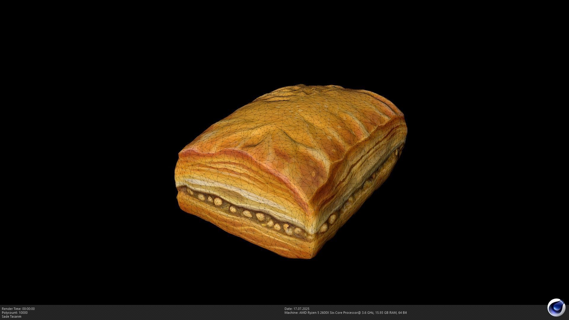 2 Different Turkish Delight Baklava Model - AI Low-poly 3D model_16