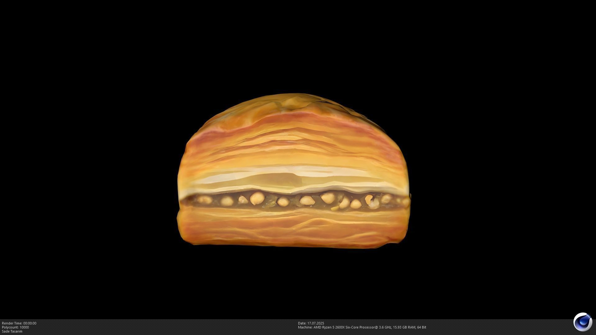 2 Different Turkish Delight Baklava Model - AI Low-poly 3D model_8