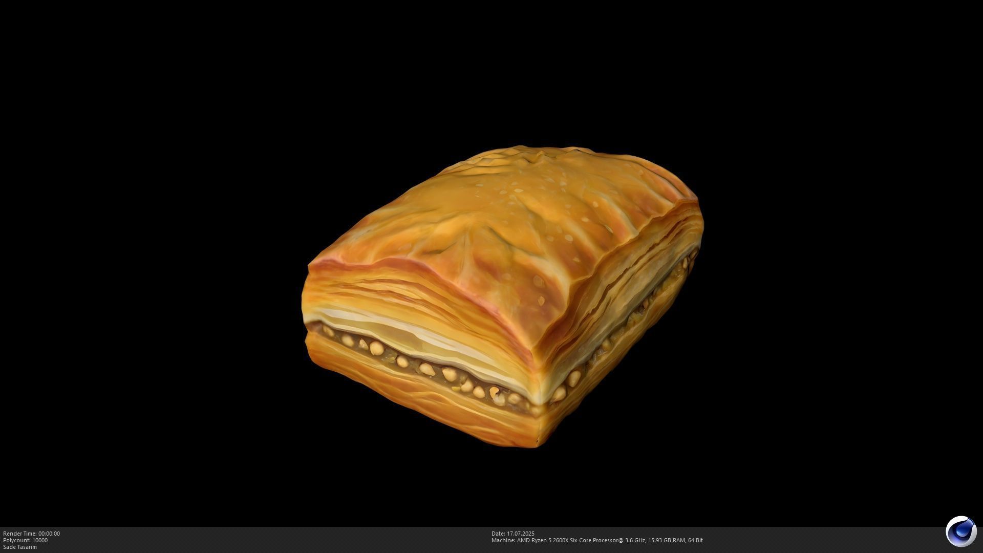 2 Different Turkish Delight Baklava Model - AI Low-poly 3D model_14