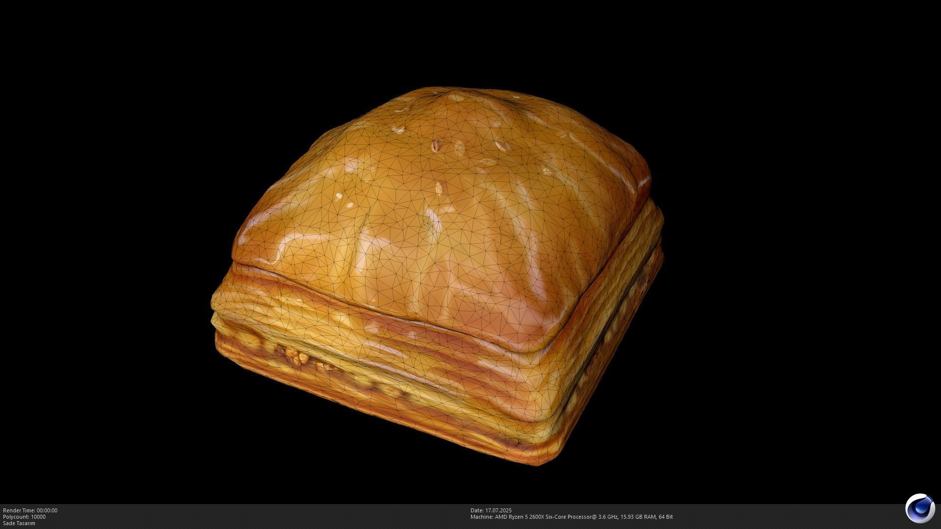 2 Different Turkish Delight Baklava Model - AI Low-poly 3D model_11