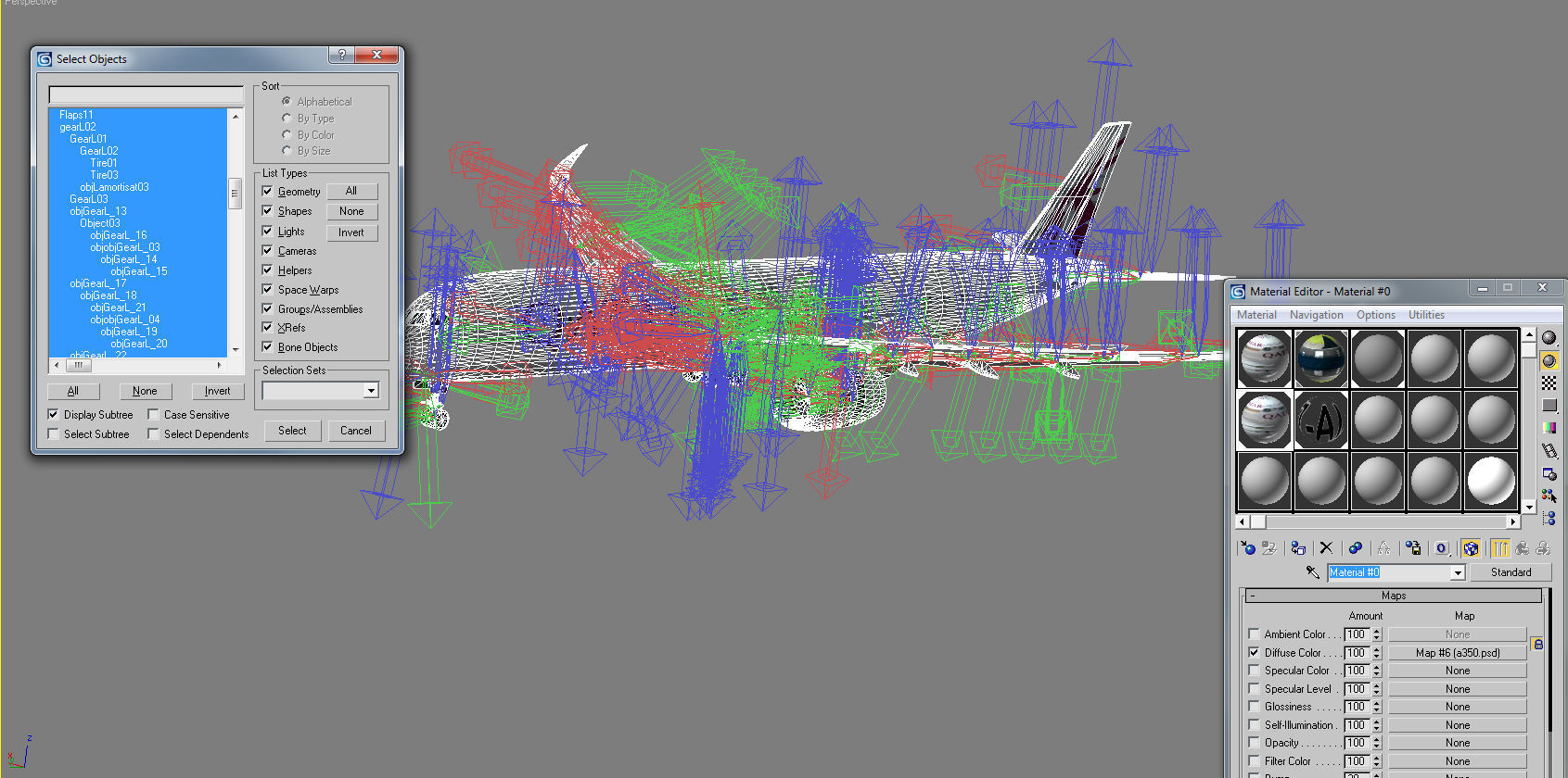 Airbus A350-900 XWB Qatar airways Low-poly 3D model_17