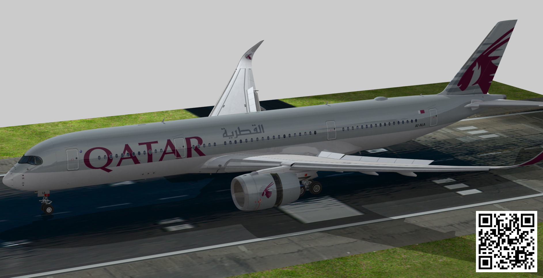 Airbus A350-900 XWB Qatar airways Low-poly 3D model_3