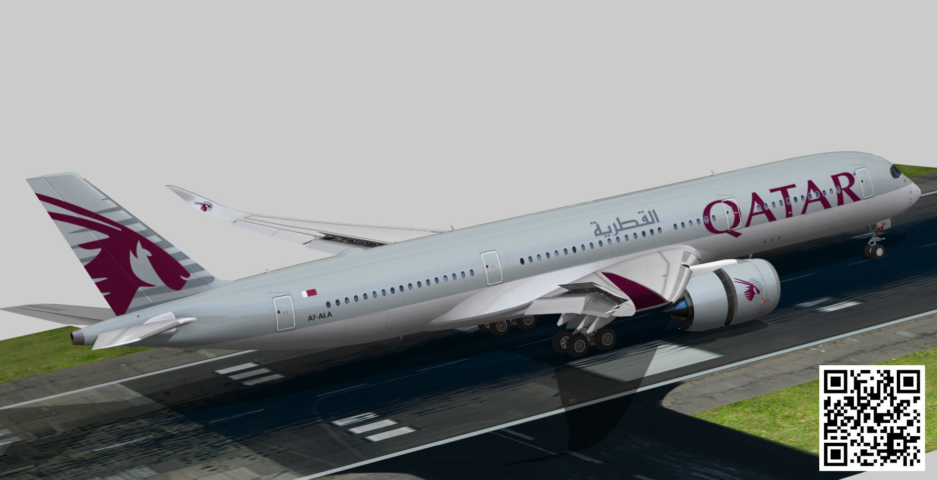 Airbus A350-900 XWB Qatar airways Low-poly 3D model_2