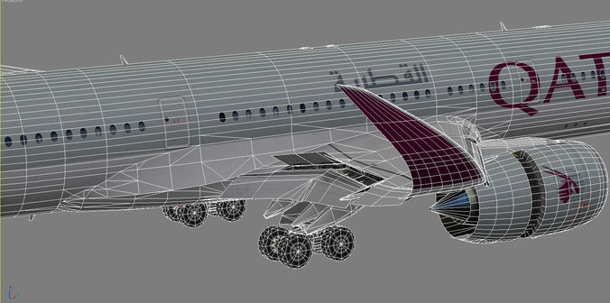 Airbus A350-900 XWB Qatar airways Low-poly 3D model_15