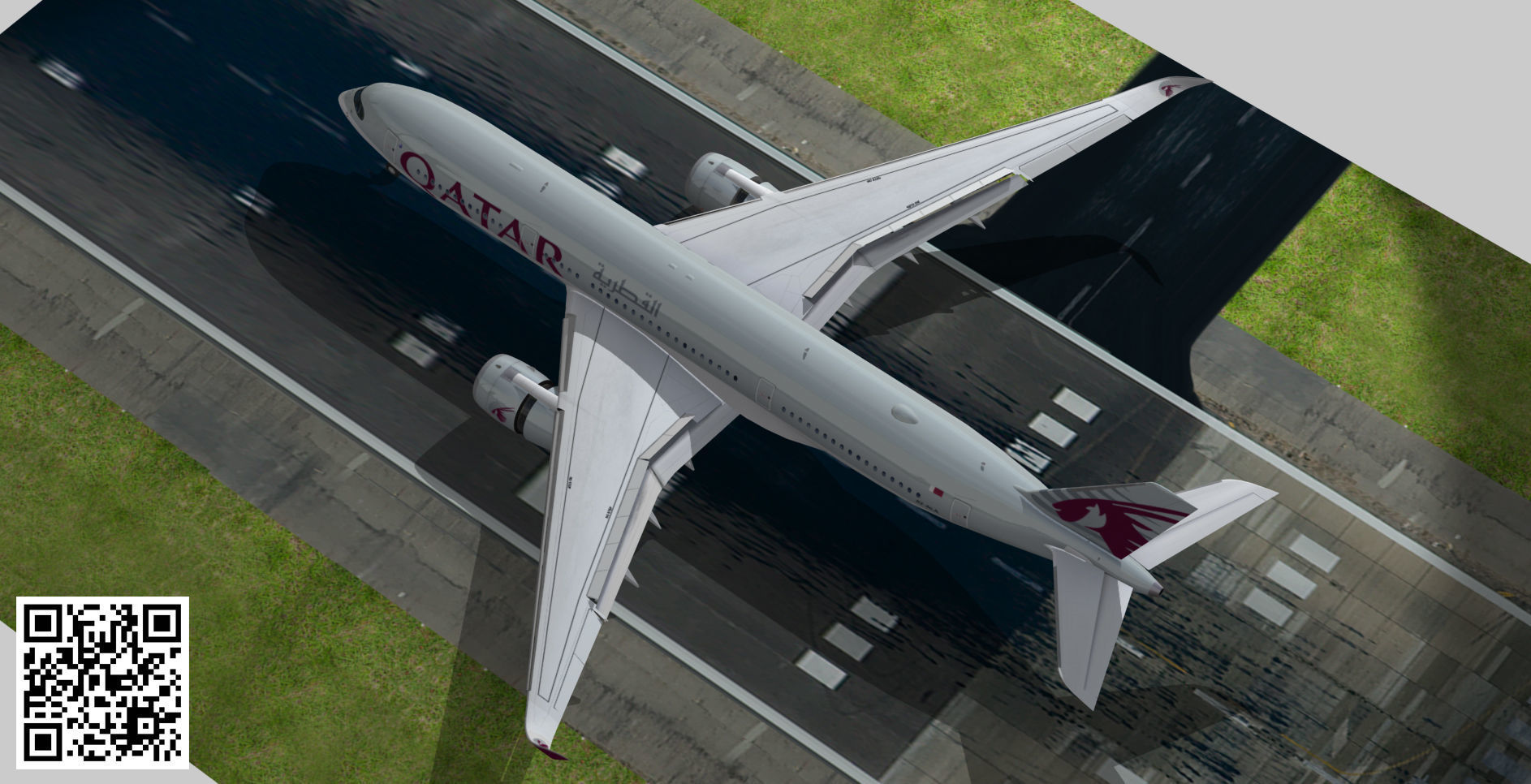 Airbus A350-900 XWB Qatar airways Low-poly 3D model_7