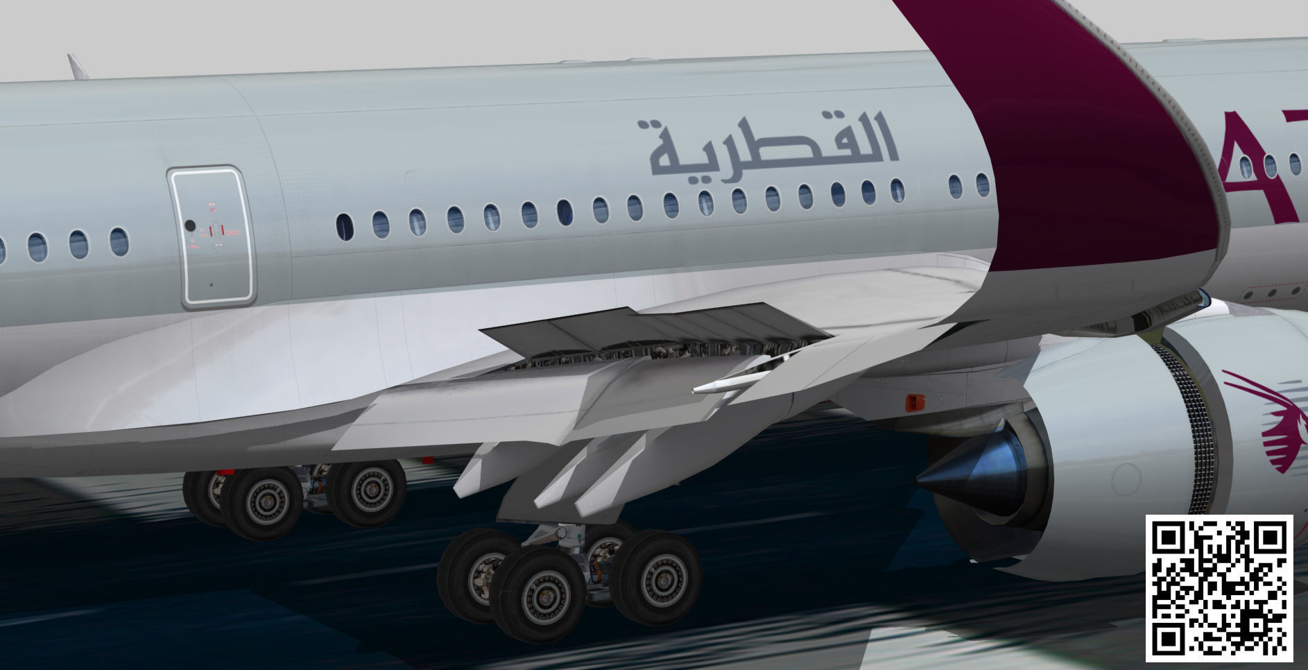 Airbus A350-900 XWB Qatar airways Low-poly 3D model_4