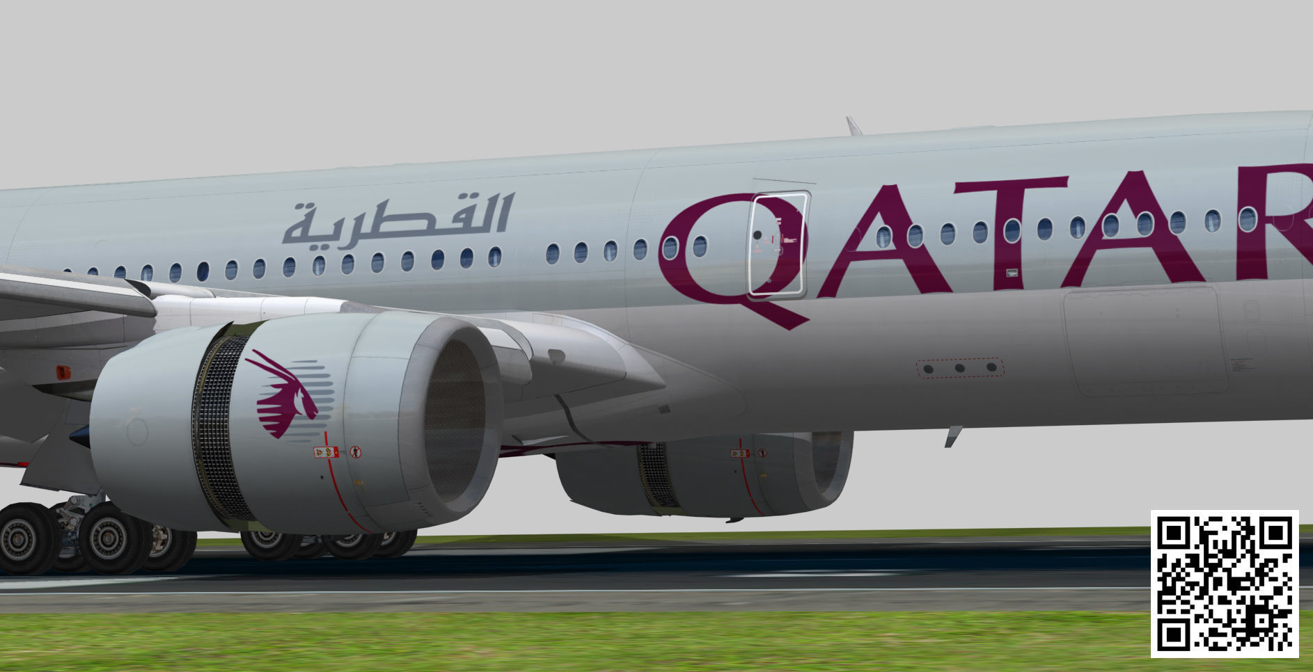 Airbus A350-900 XWB Qatar airways Low-poly 3D model_8