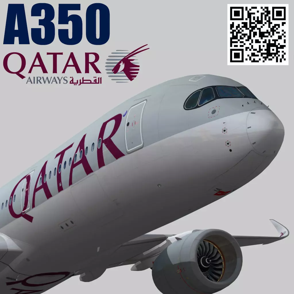 Airbus A350-900 XWB Qatar airways Low-poly 3D model_0