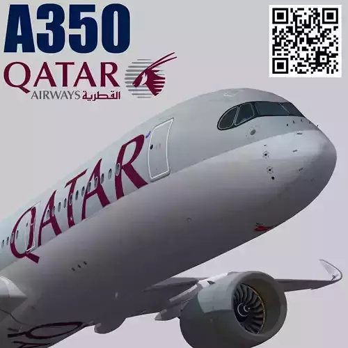 Airbus A350-900 XWB Qatar airways Low-poly 3D model