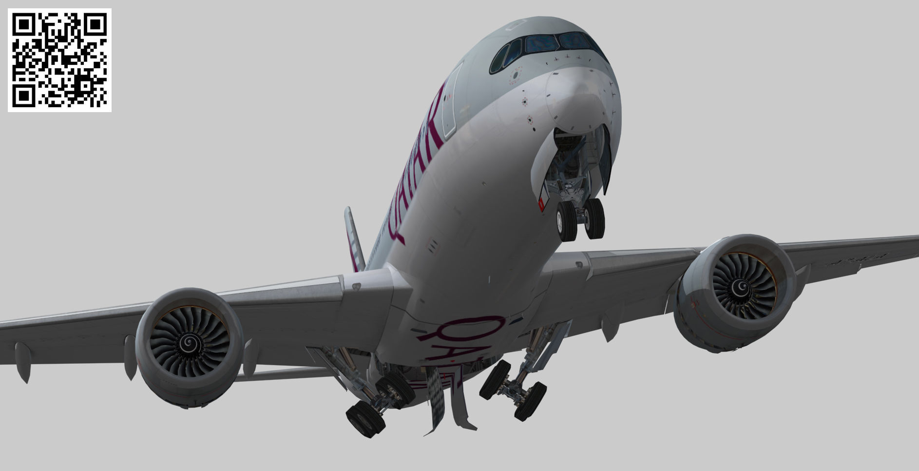 Airbus A350-900 XWB Qatar airways Low-poly 3D model_10