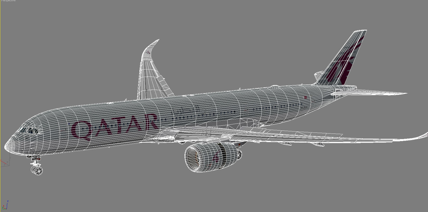 Airbus A350-900 XWB Qatar airways Low-poly 3D model_13