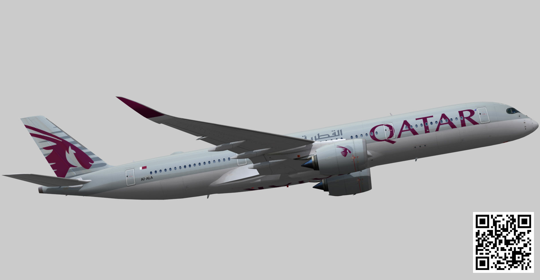 Airbus A350-900 XWB Qatar airways Low-poly 3D model_5