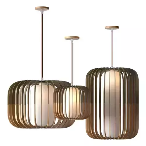 Nordic Wooden Pendant Lamp 3D model