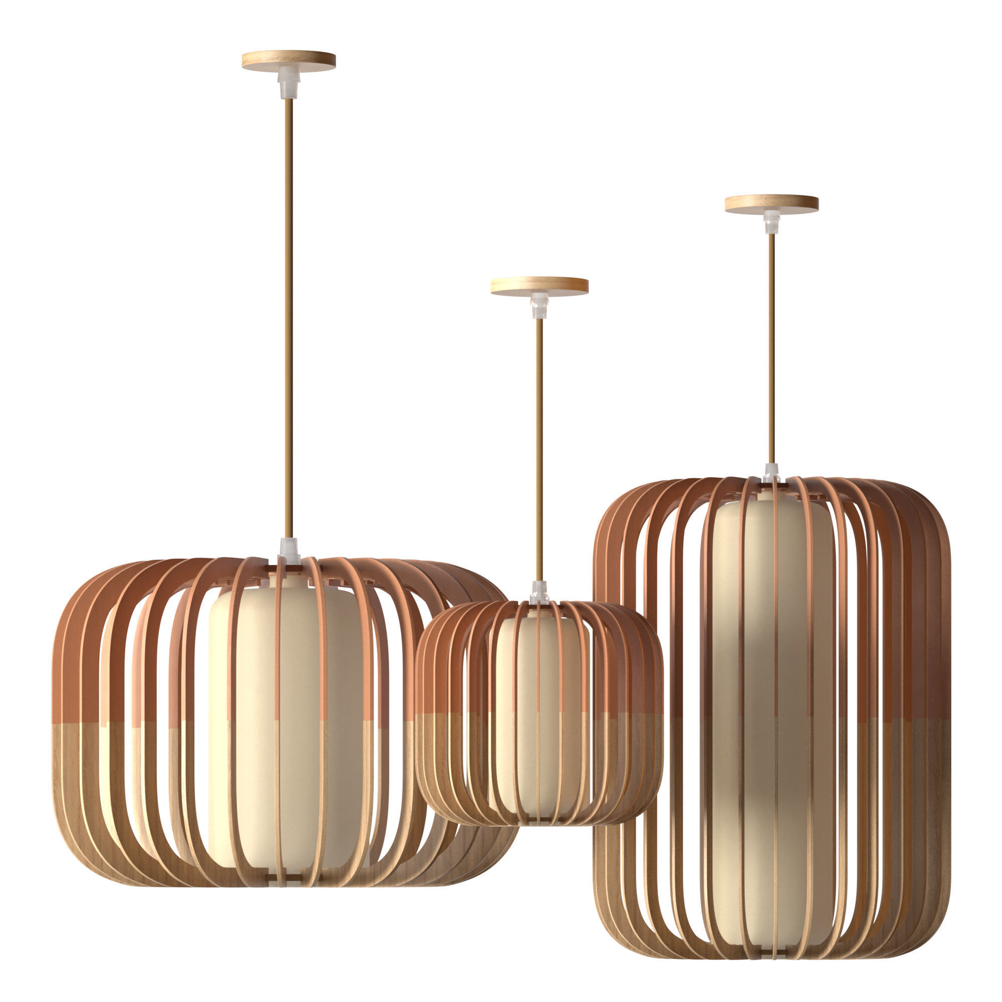 Nordic Wooden Pendant Lamp 3D model_3