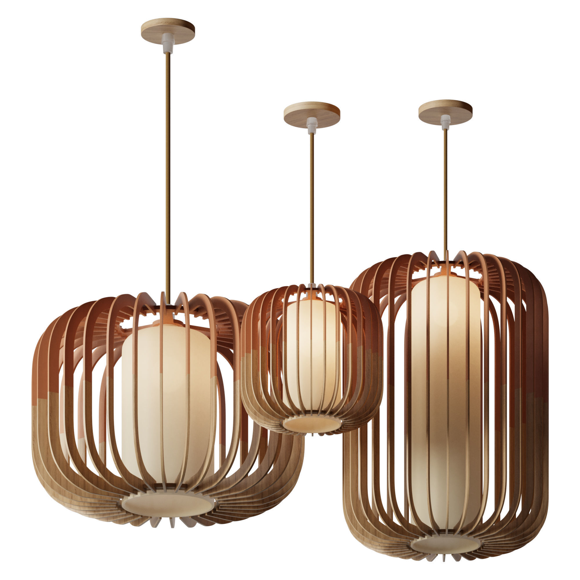 Nordic Wooden Pendant Lamp 3D model_4