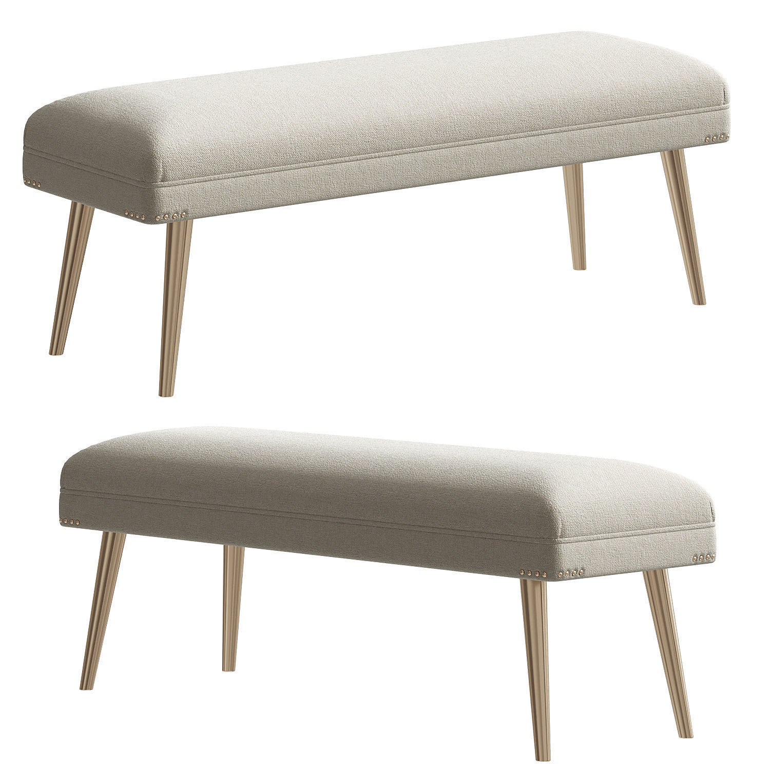 Ivory Glamorous Bench 3D model_1