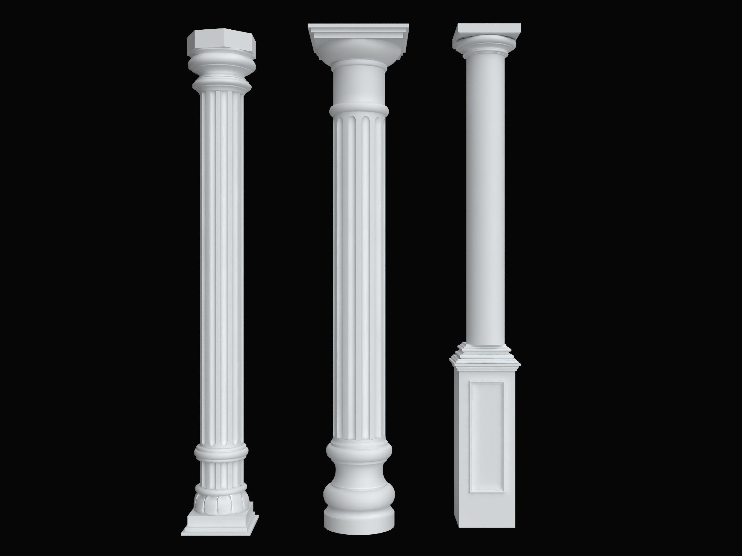 Classical Columns pillar decorate Low-poly 3D model_3