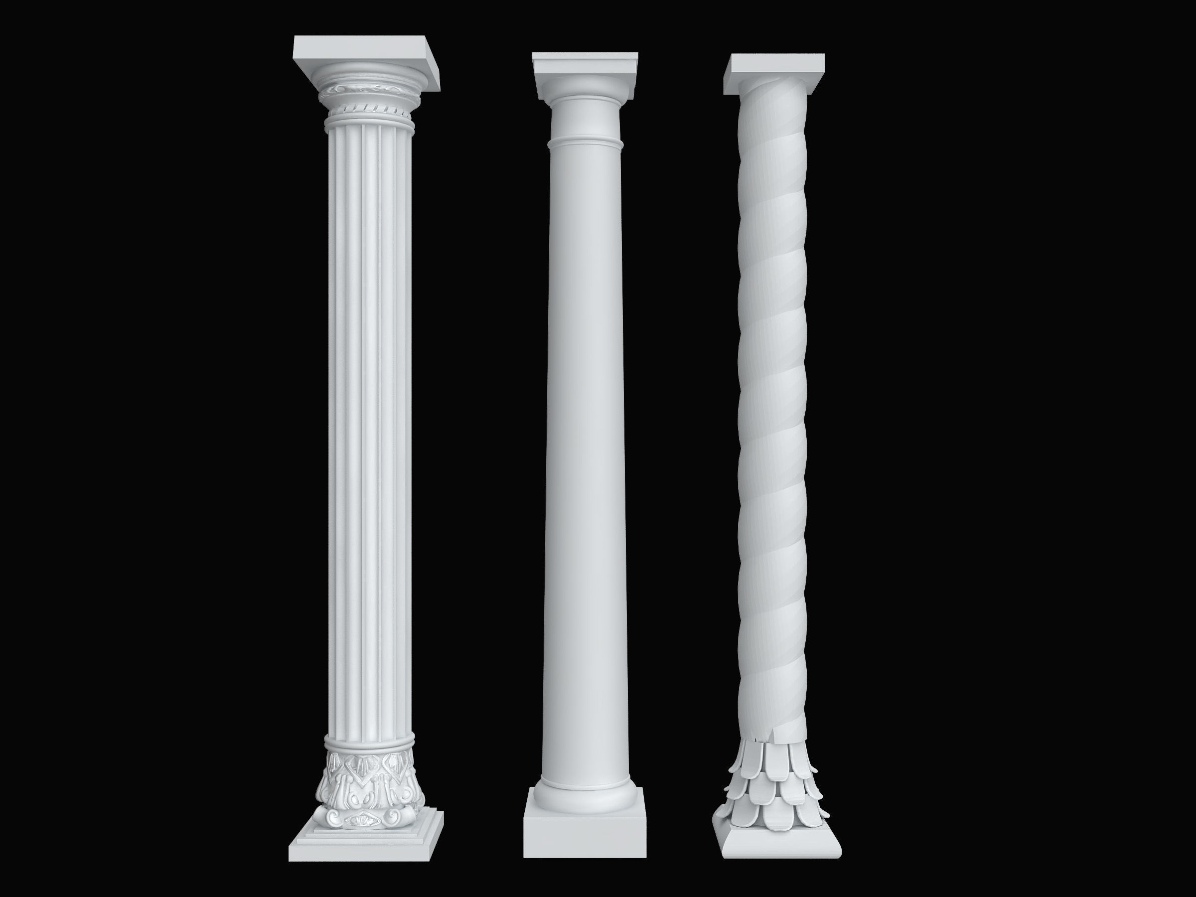 Classical Columns pillar decorate Low-poly 3D model_4