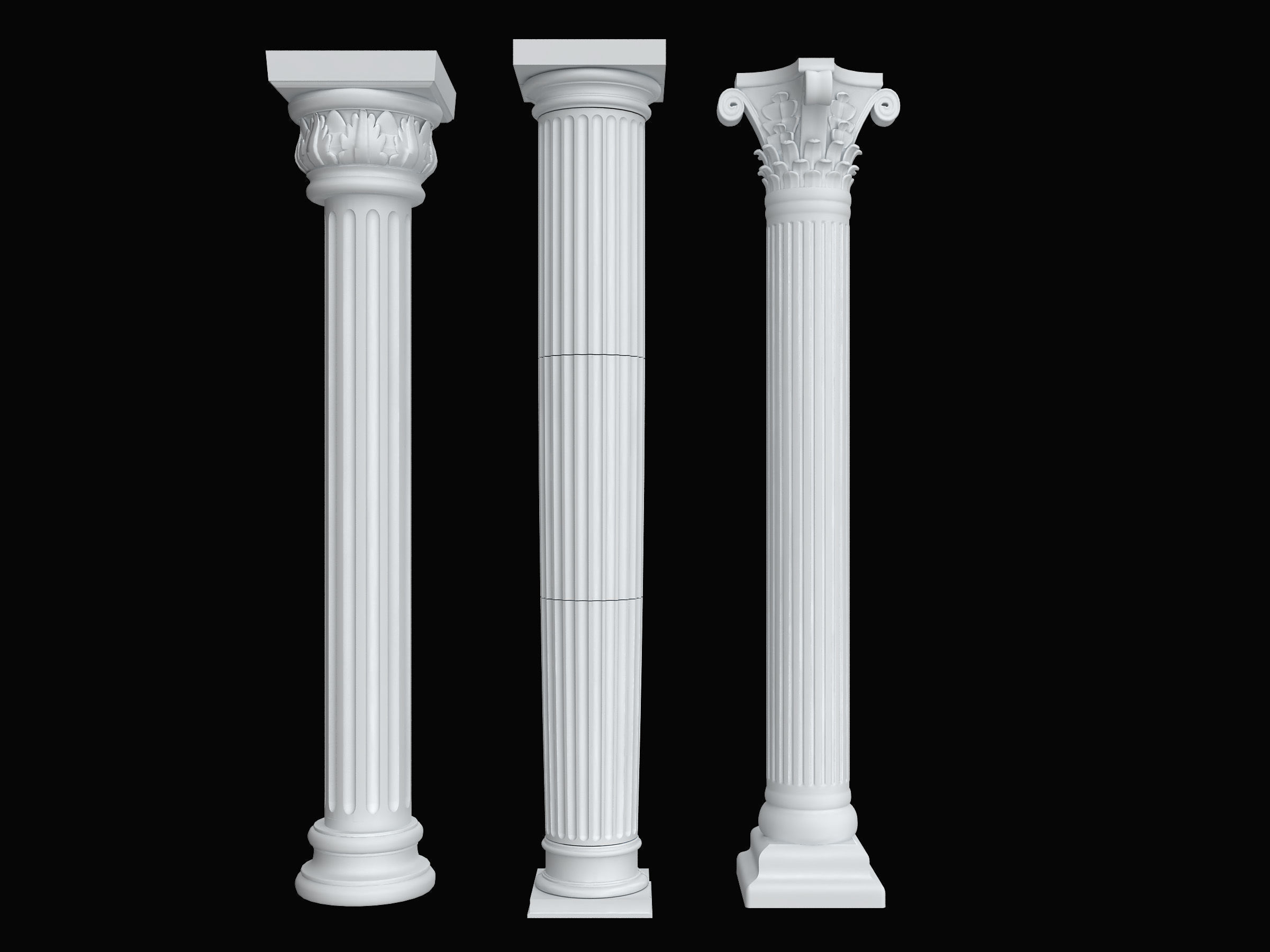 Classical Columns pillar decorate Low-poly 3D model_5