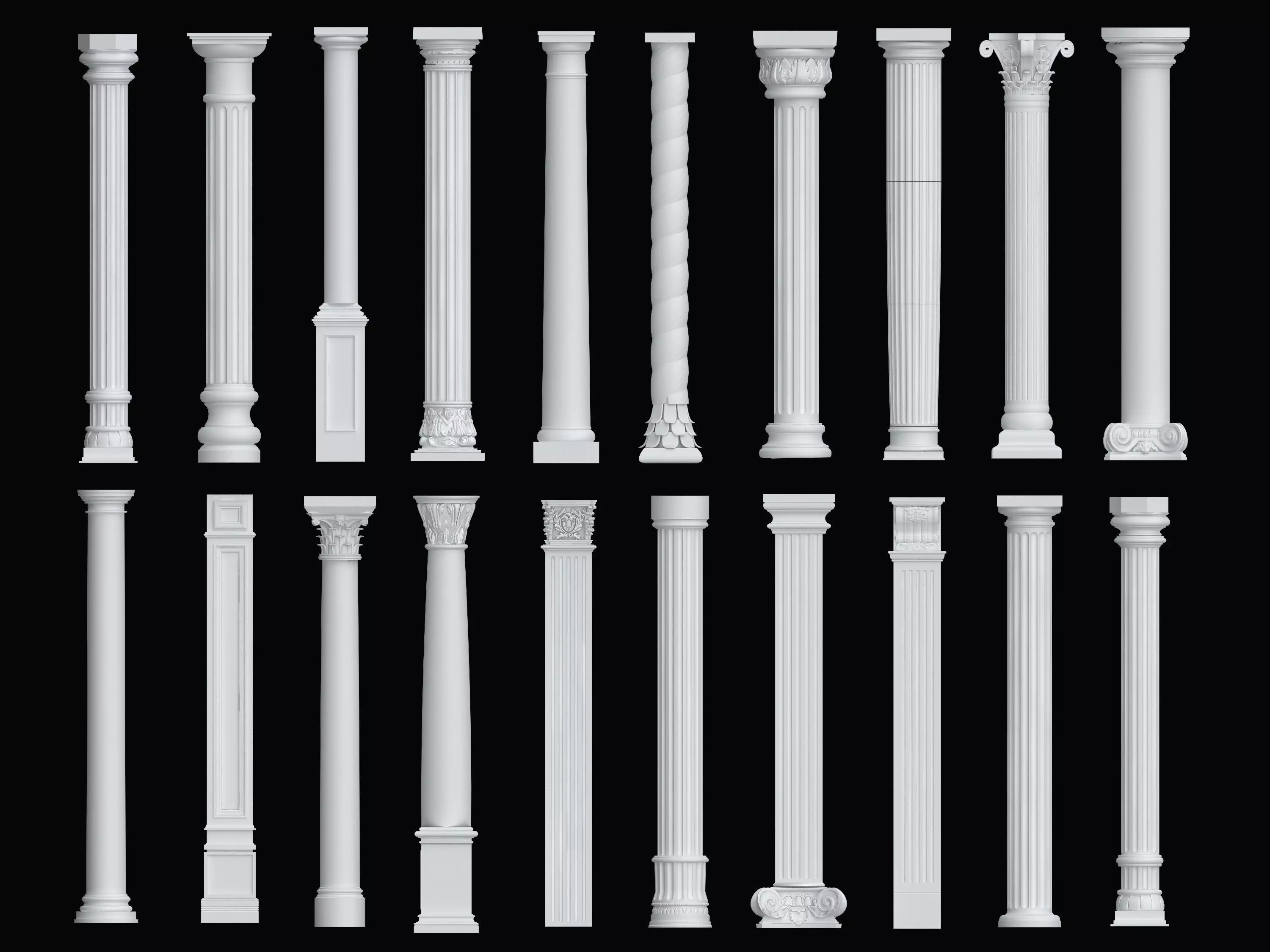 Classical Columns pillar decorate Low-poly 3D model_0