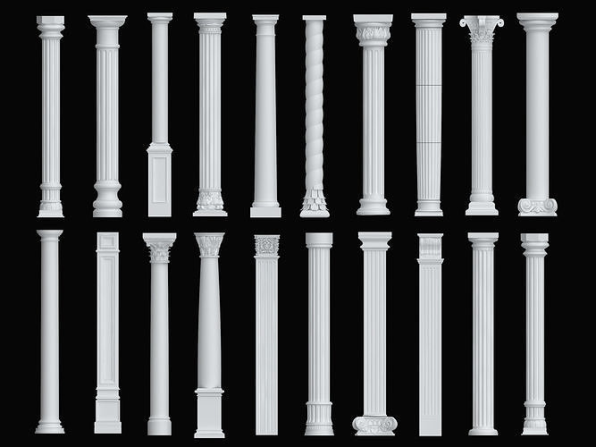 Classical Columns pillar decorate Low-poly 3D model
