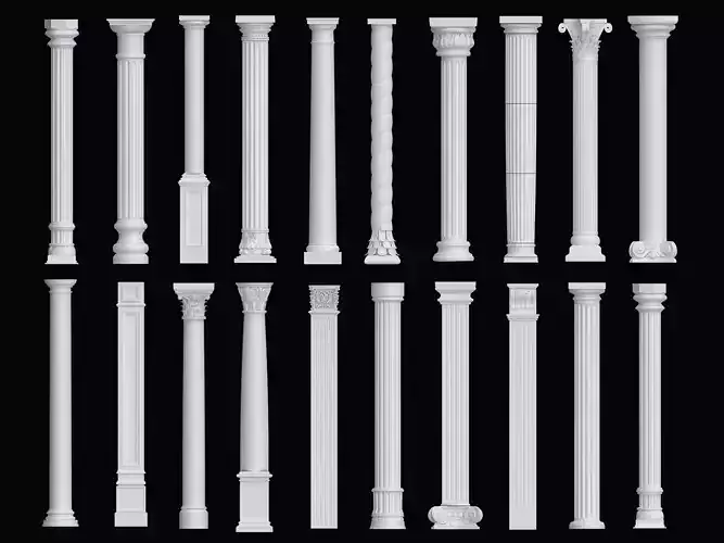 Classical Columns pillar decorate Low-poly 3D model