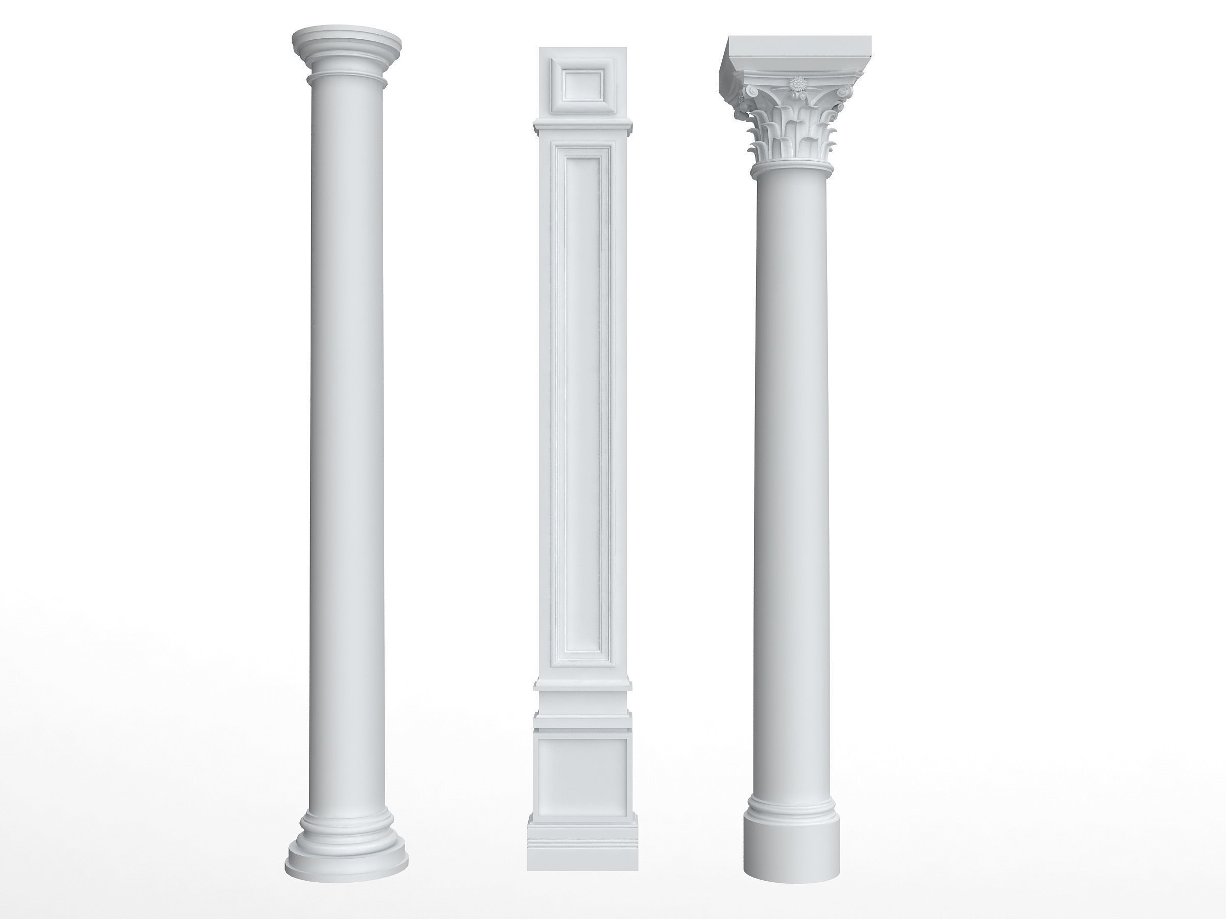 Classical Columns pillar decorate Low-poly 3D model_8