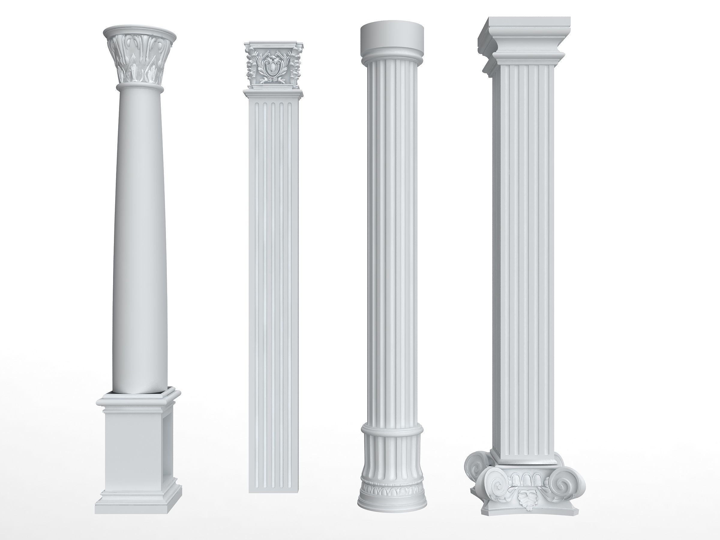 Classical Columns pillar decorate Low-poly 3D model_7