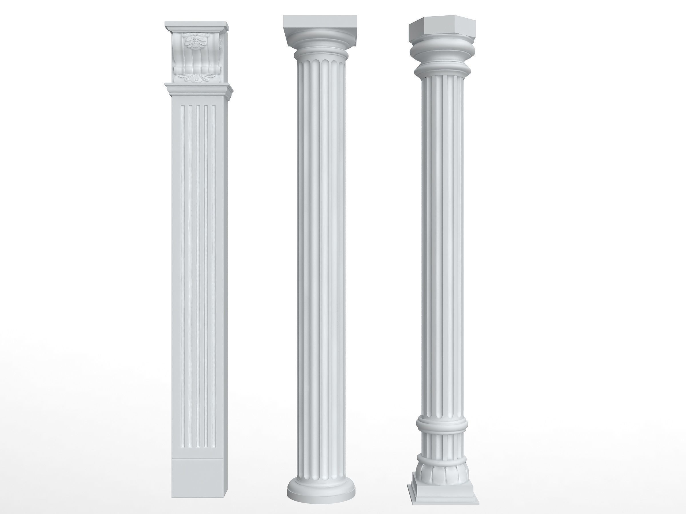 Classical Columns pillar decorate Low-poly 3D model_6