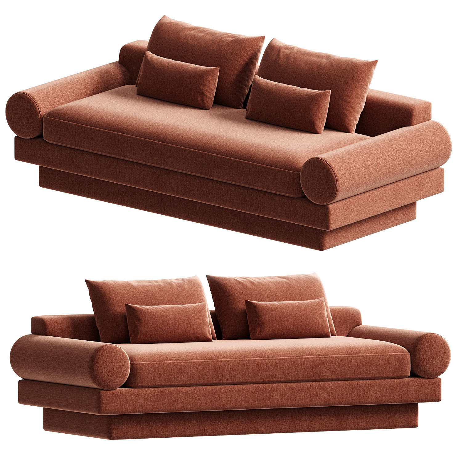 Retro Roll Arm Sofa set 3D model_2