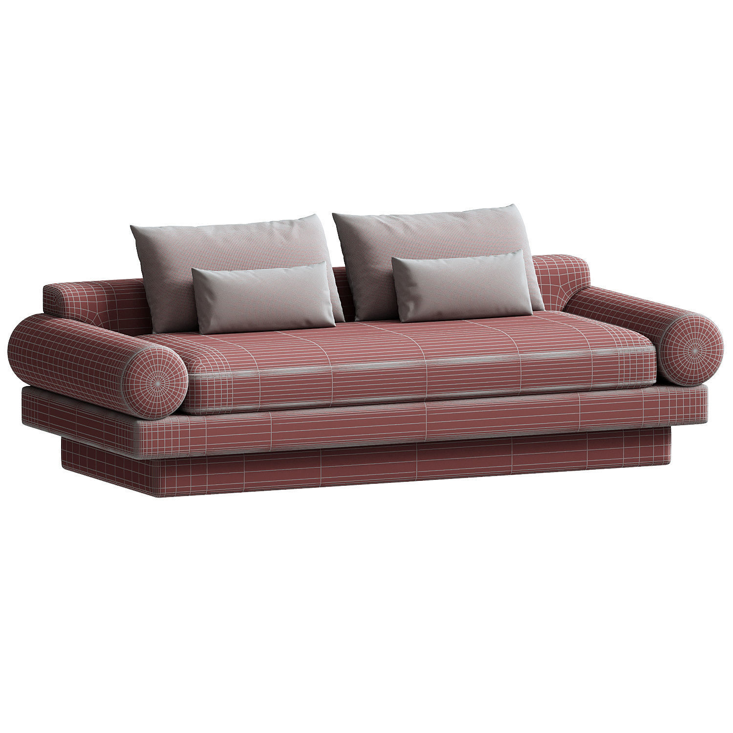 Retro Roll Arm Sofa set 3D model_5