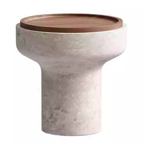 Tivoli Side Table in travertine and walnut by Ivan Colominas
