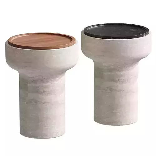 Tivoli Side Table in travertine and walnut by Ivan Colominas
