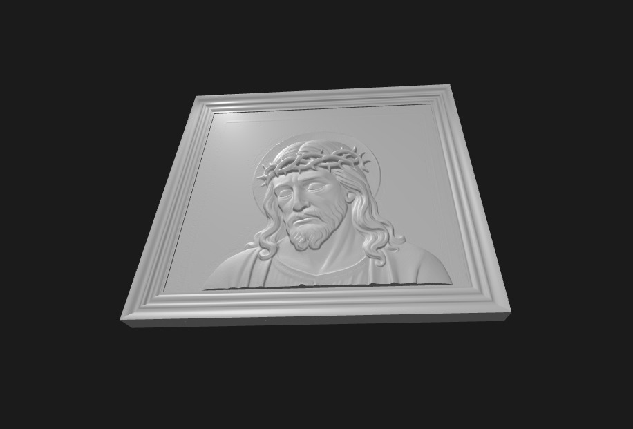 3D Relief of Jesus with Crown of Thorns 3D print model_3