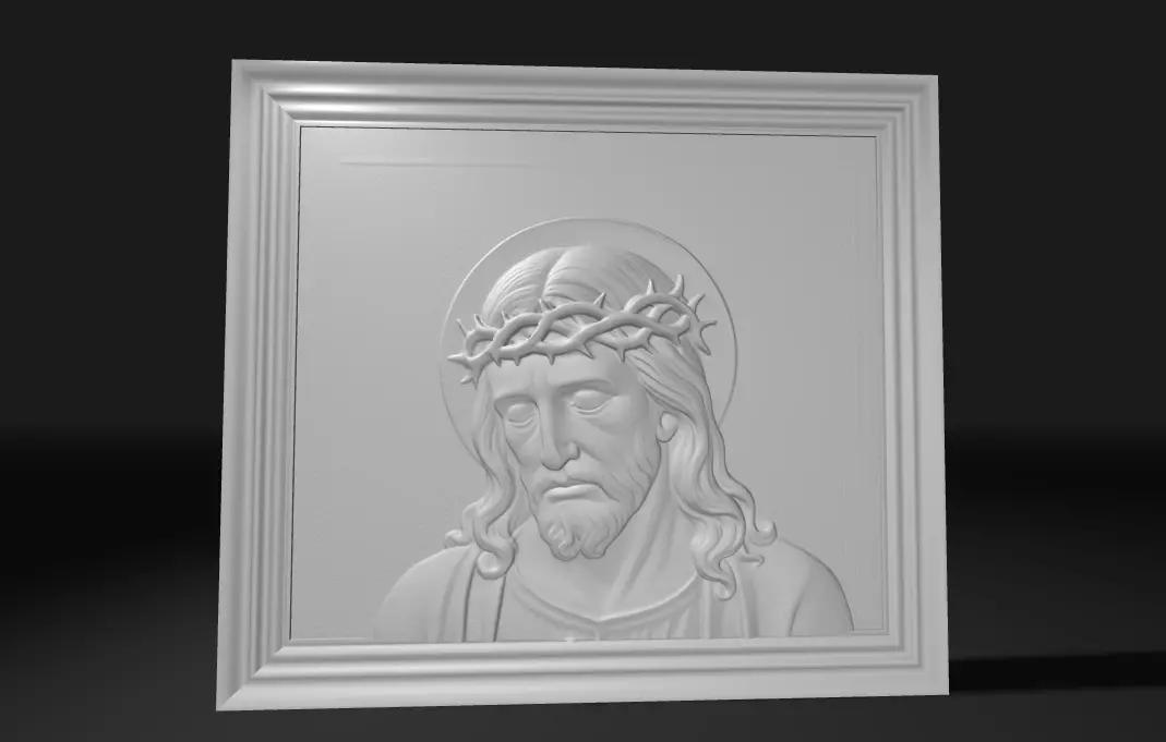 3D Relief of Jesus with Crown of Thorns 3D print model_0