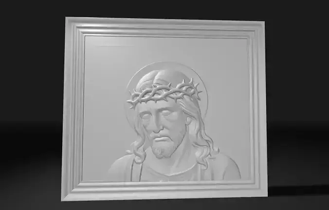 3D Relief of Jesus with Crown of Thorns