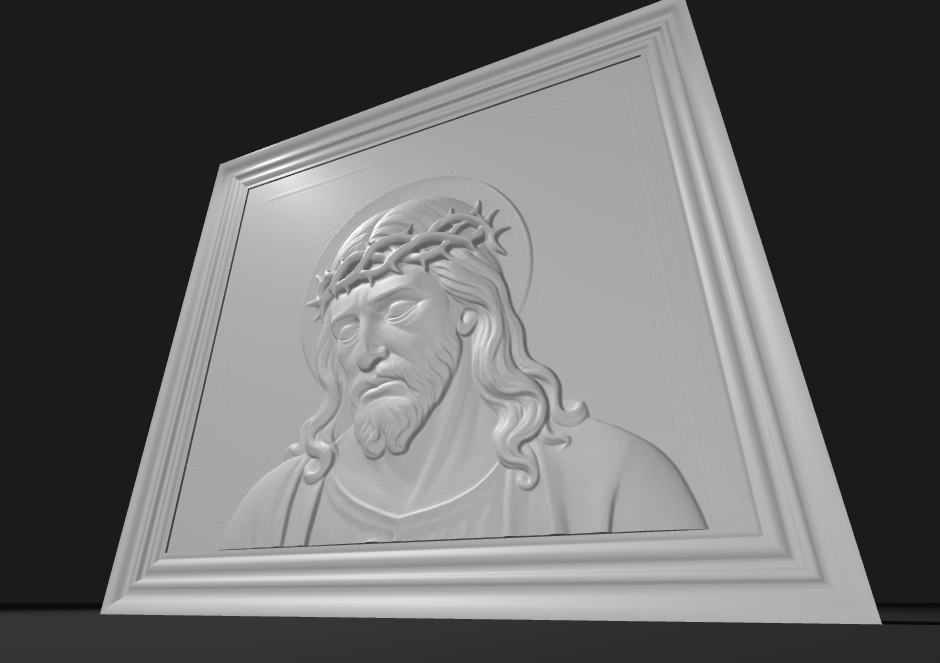 3D Relief of Jesus with Crown of Thorns 3D print model_1