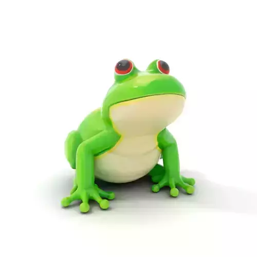 Green Cartoon Frog Toy Model Pack Low-poly 3D model