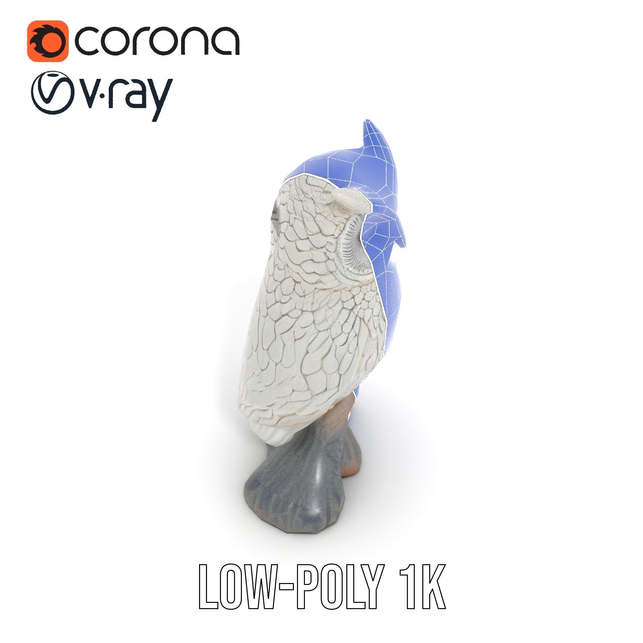 Snowy Owl Sculpture Model Pack Low-poly 3D model_31