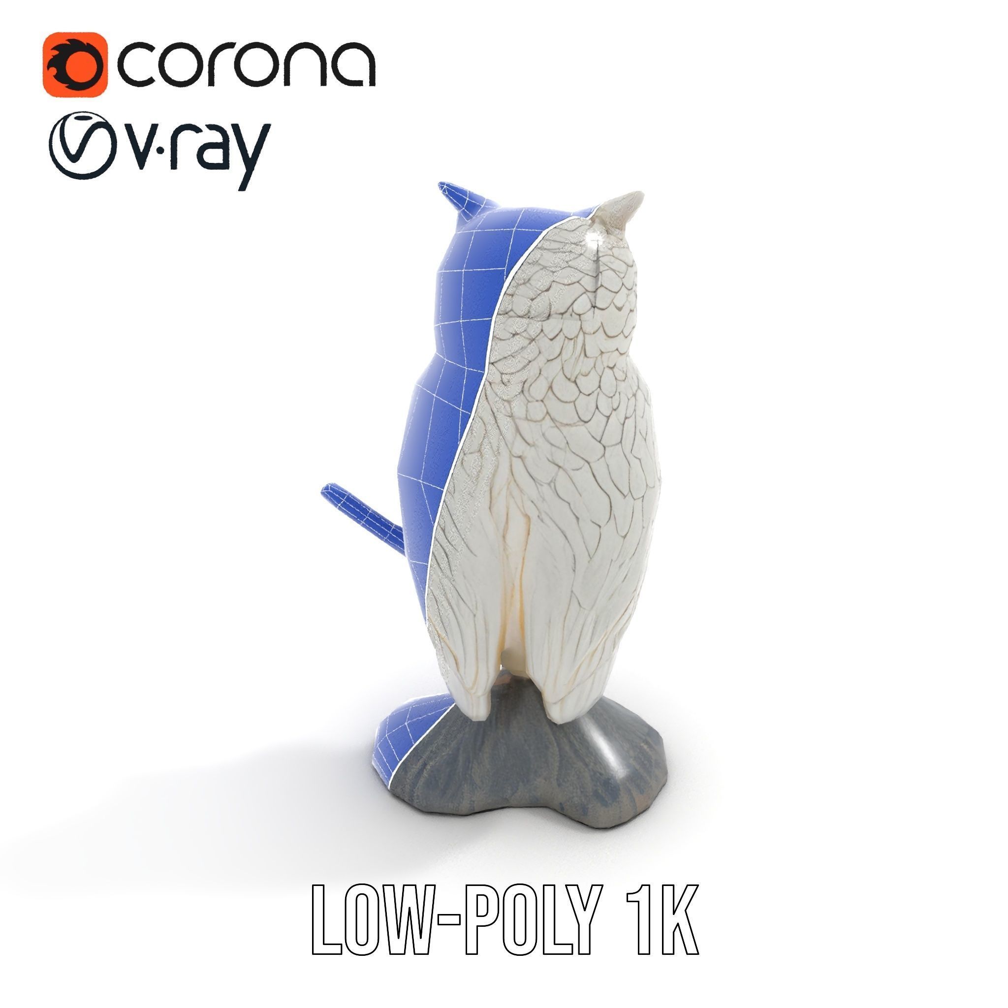 Snowy Owl Sculpture Model Pack Low-poly 3D model_17