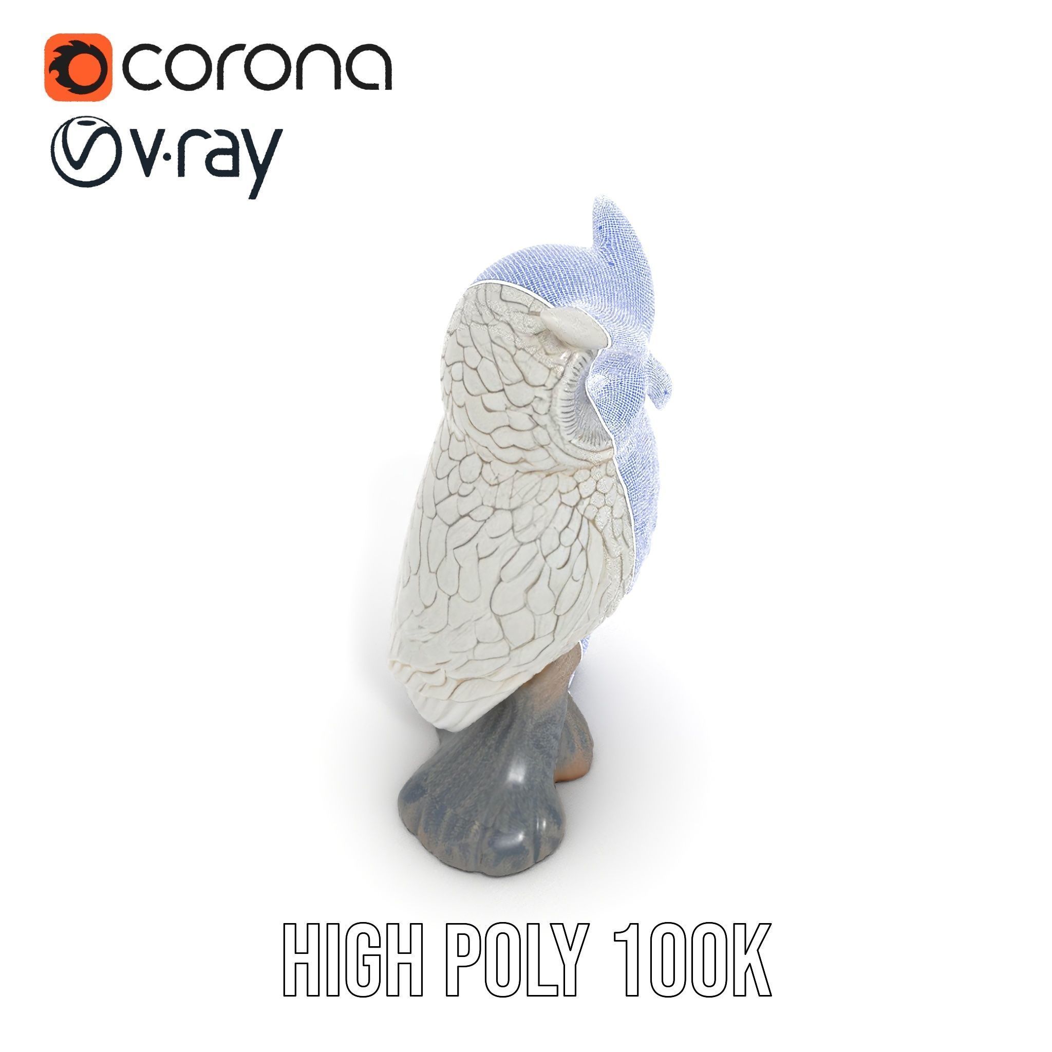 Snowy Owl Sculpture Model Pack Low-poly 3D model_32