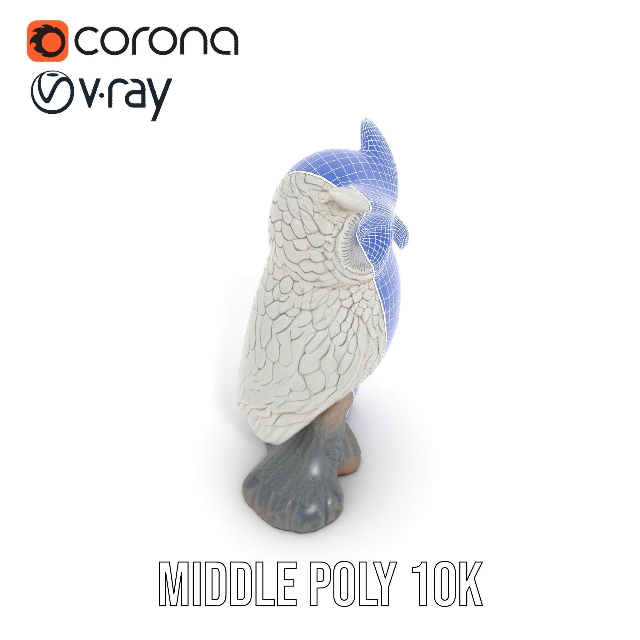Snowy Owl Sculpture Model Pack Low-poly 3D model_30