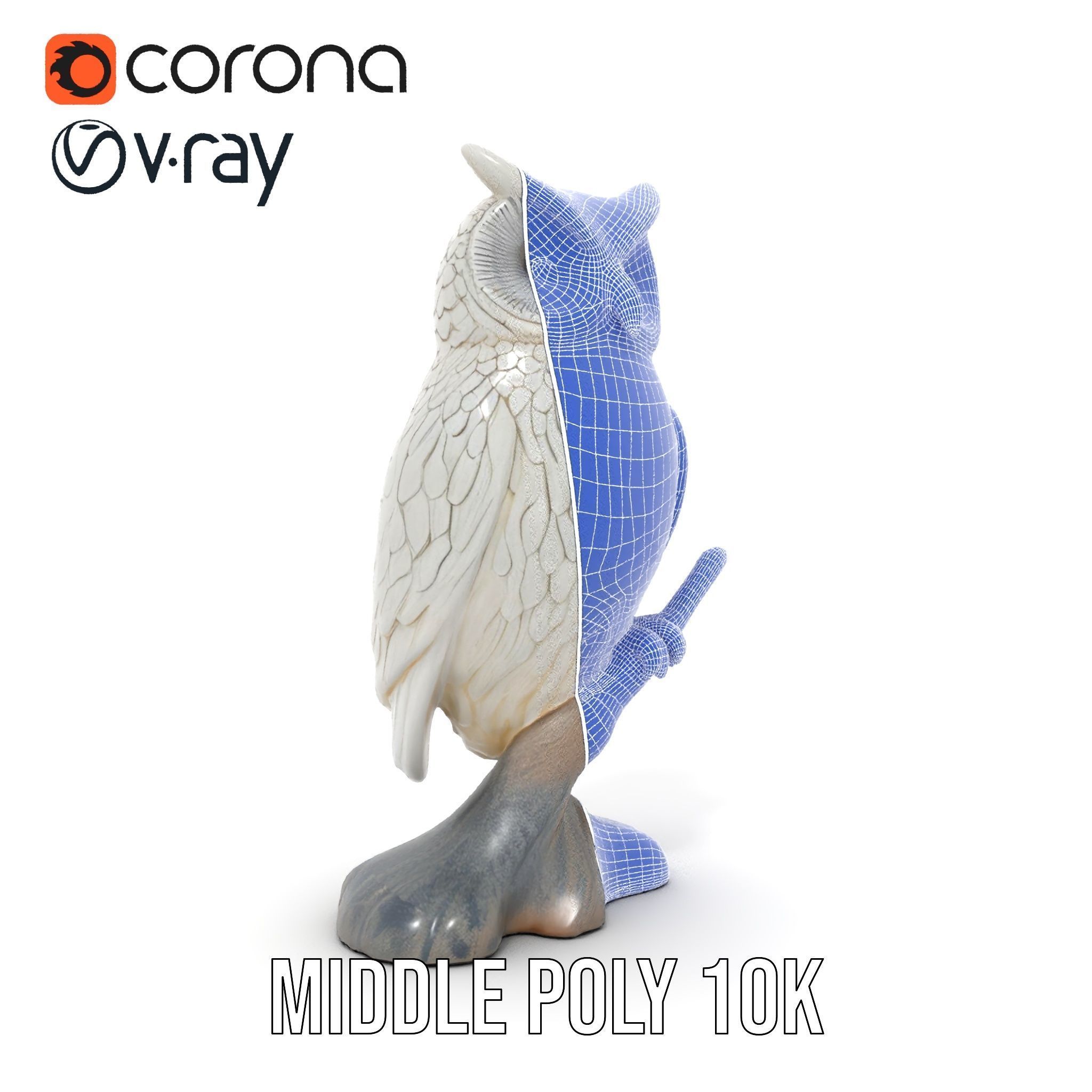 Snowy Owl Sculpture Model Pack Low-poly 3D model_27
