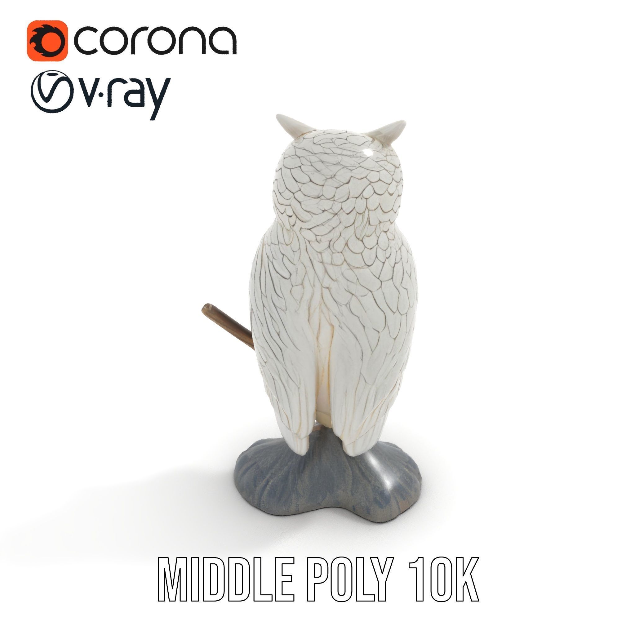 Snowy Owl Sculpture Model Pack Low-poly 3D model_11